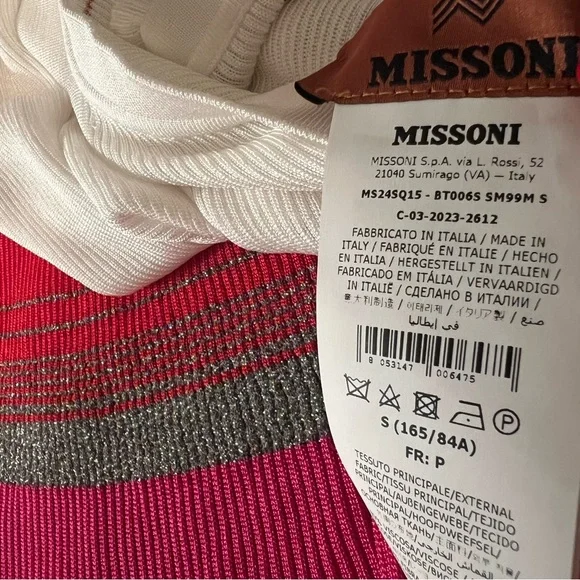 Missoni Maxi Dress Cover Up Striped Knitted One Shoulder Bodycon Slit S - Picture 15 of 15